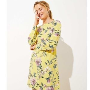 LOFT yellow floral shift dress